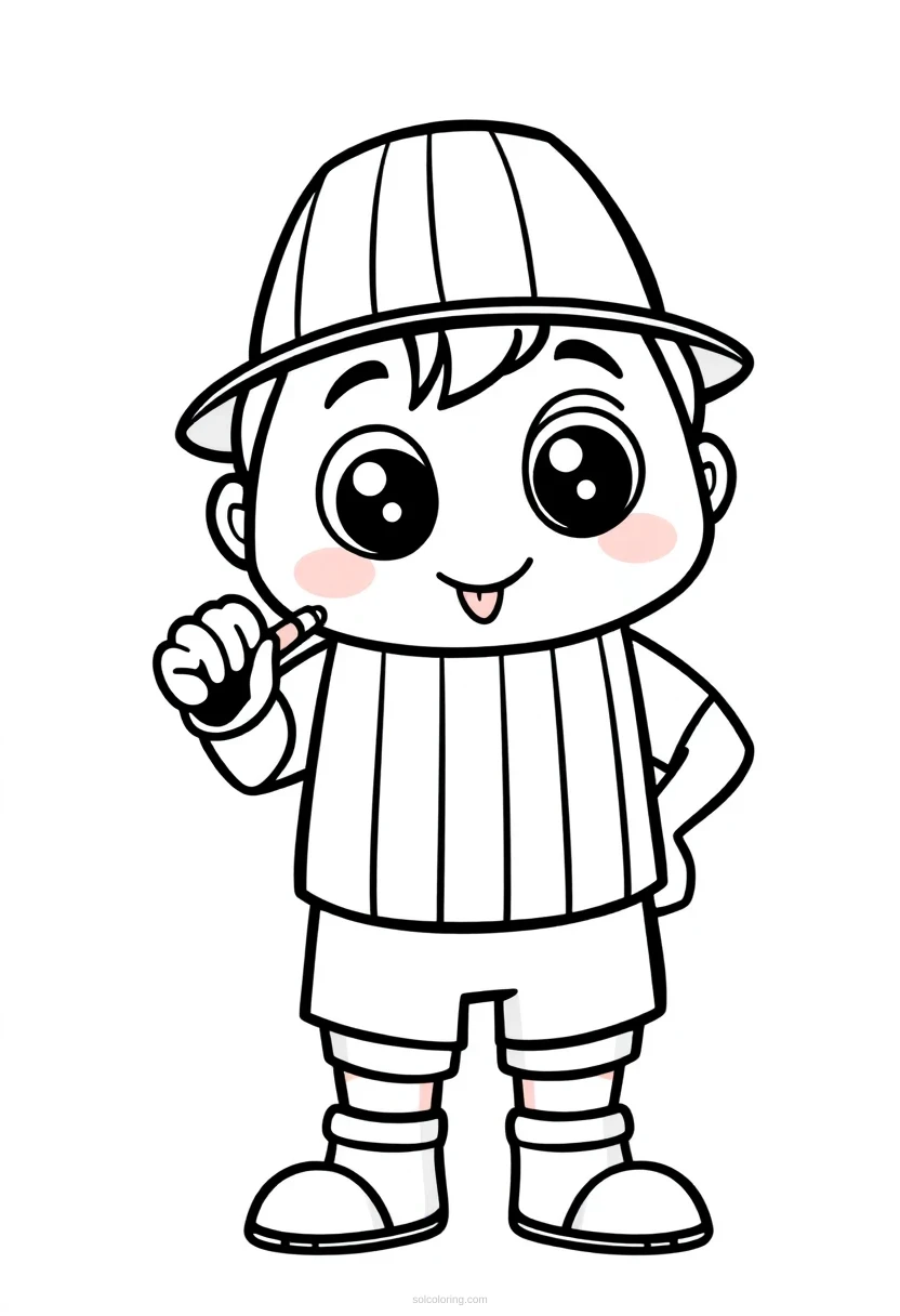 Referee with Whistle coloring page for kids