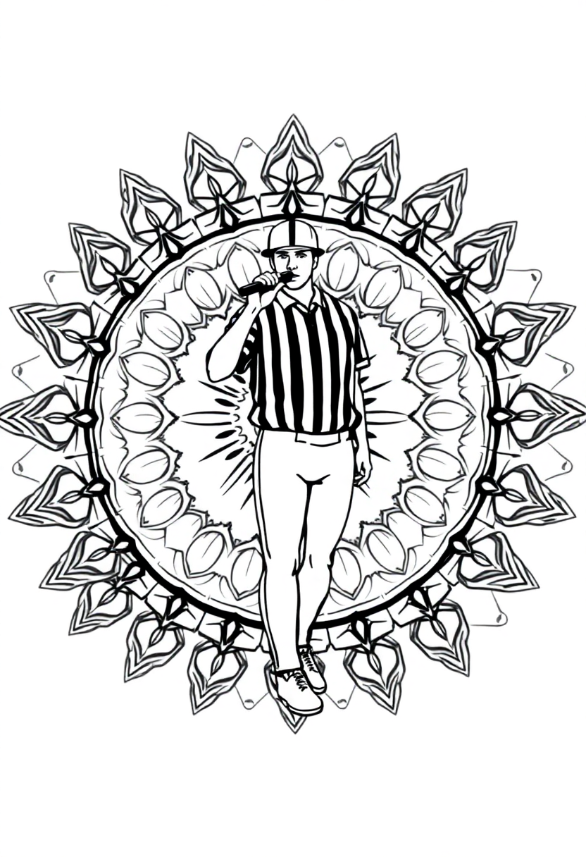 Referee with Whistle coloring page, free printable