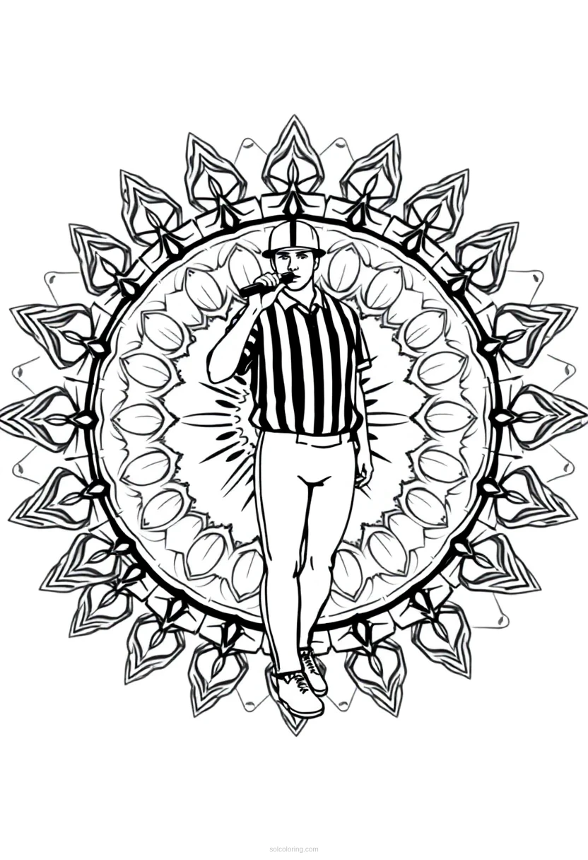 Referee with Whistle coloring page for kids