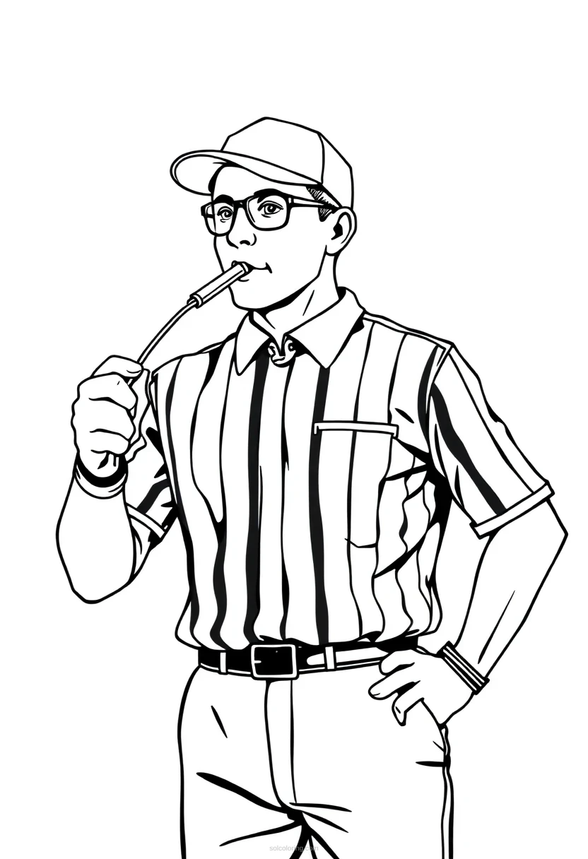 Referee With Whistle coloring page for kids
