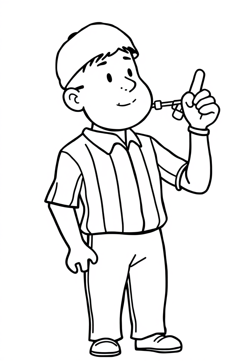 Referee with Whistle coloring page, free printable