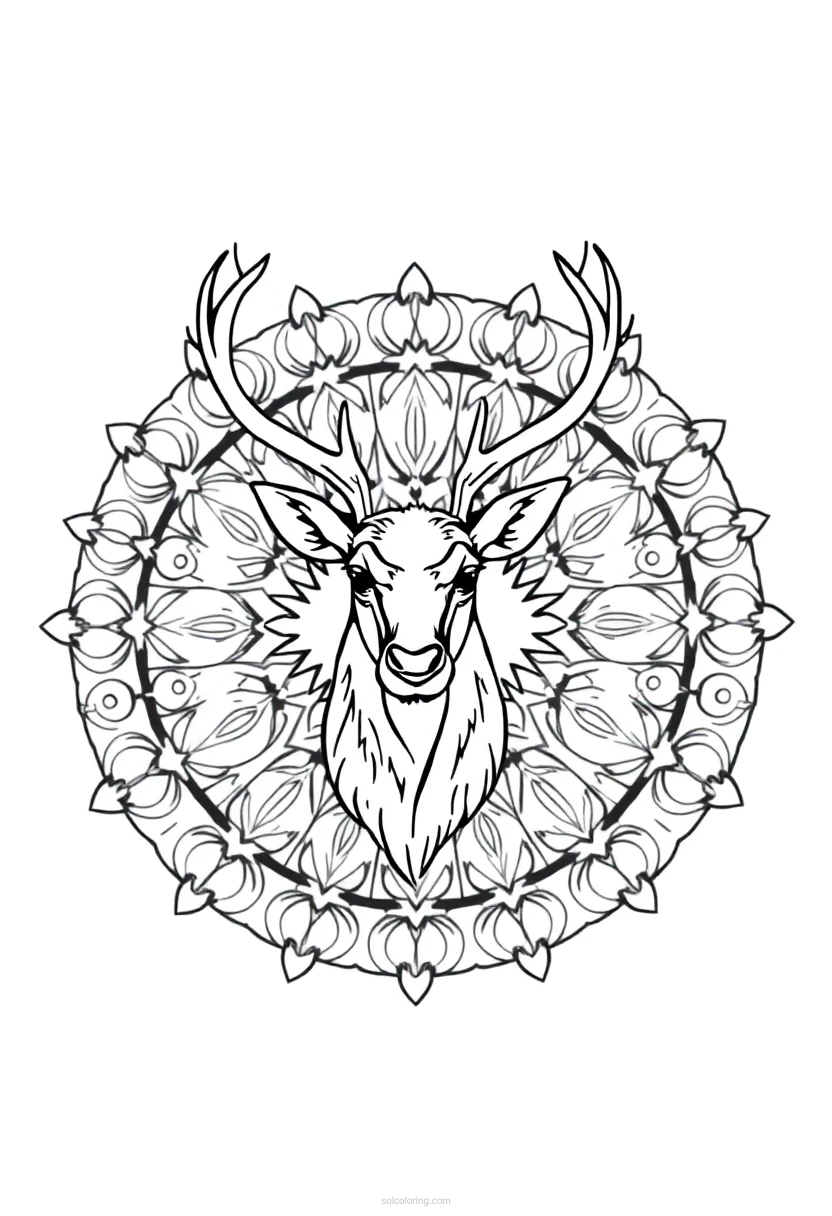 Reindeer with Antlers coloring page for kids