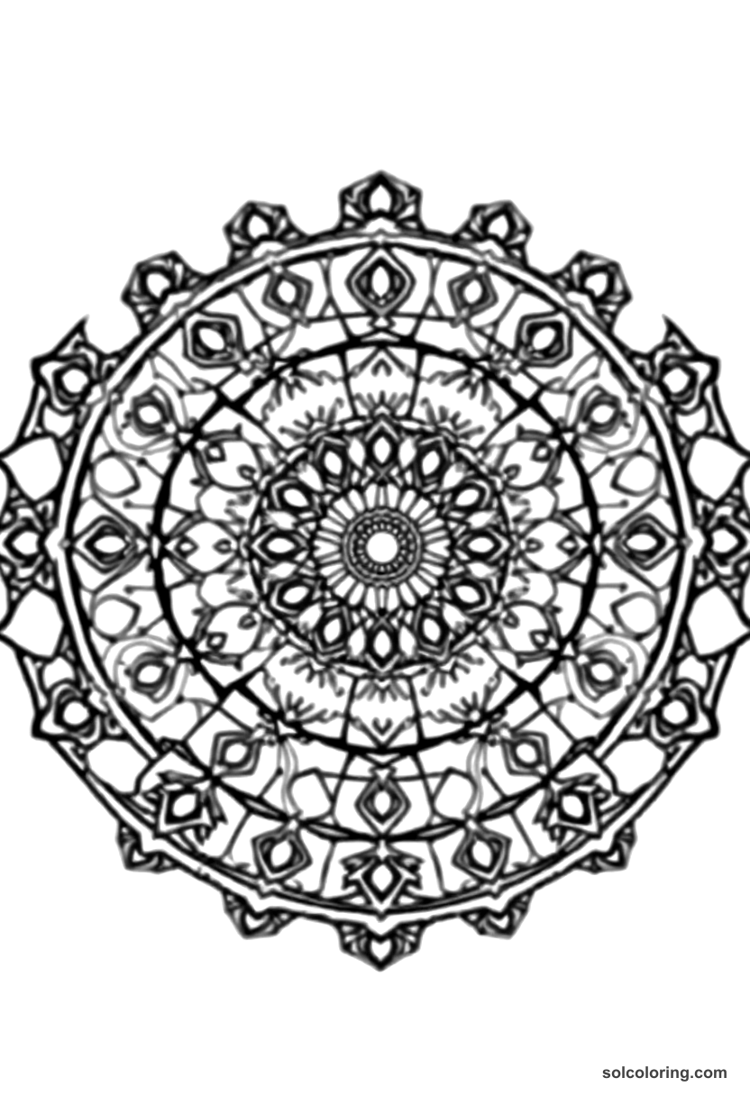 Mandala Renaissance Artist's Studio coloring page, free printable mandala style