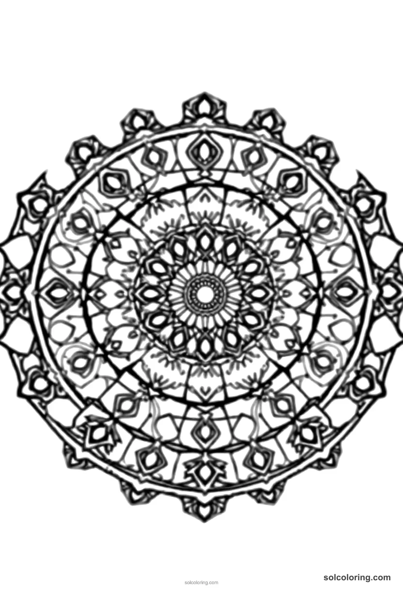 Mandala Renaissance Artist's Studio mandala coloring page for kids