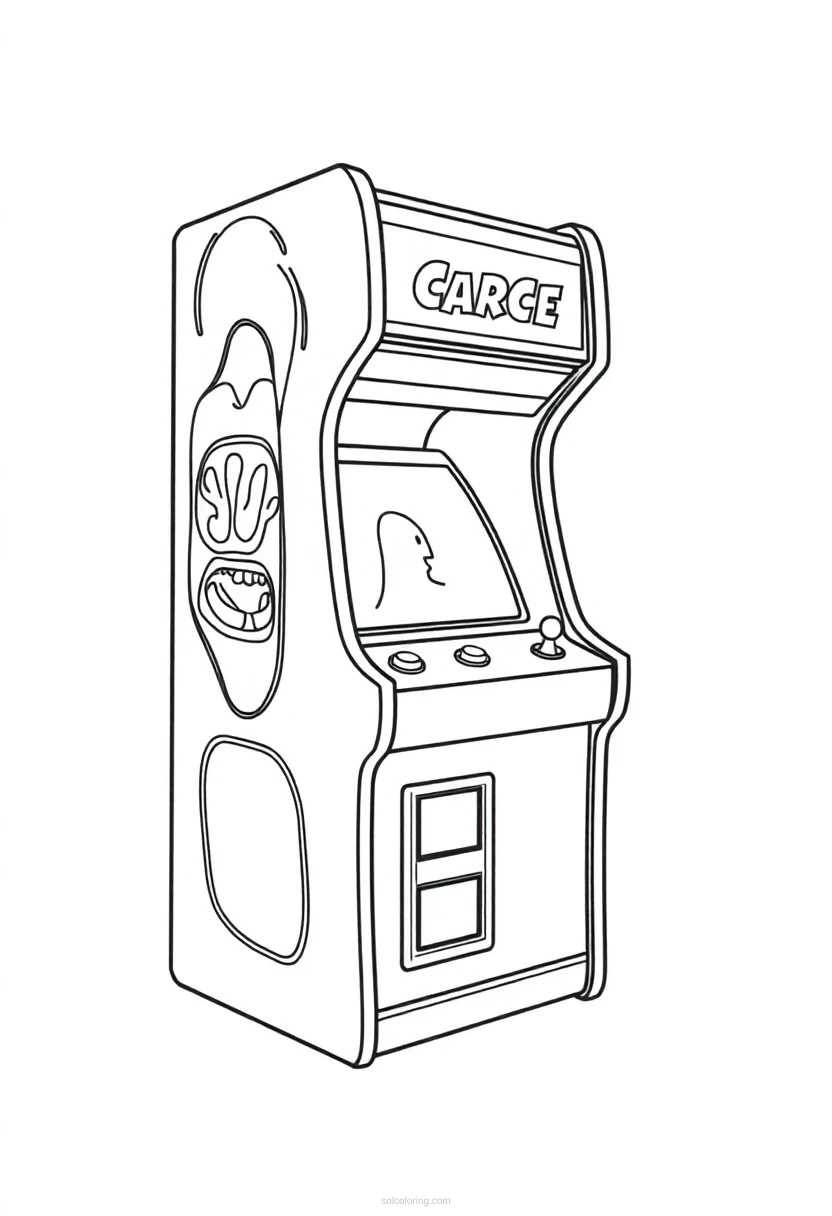 Retro Arcade Cabinet coloring page for kids