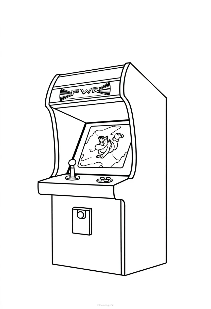 Retro Arcade Cabinet coloring page for kids