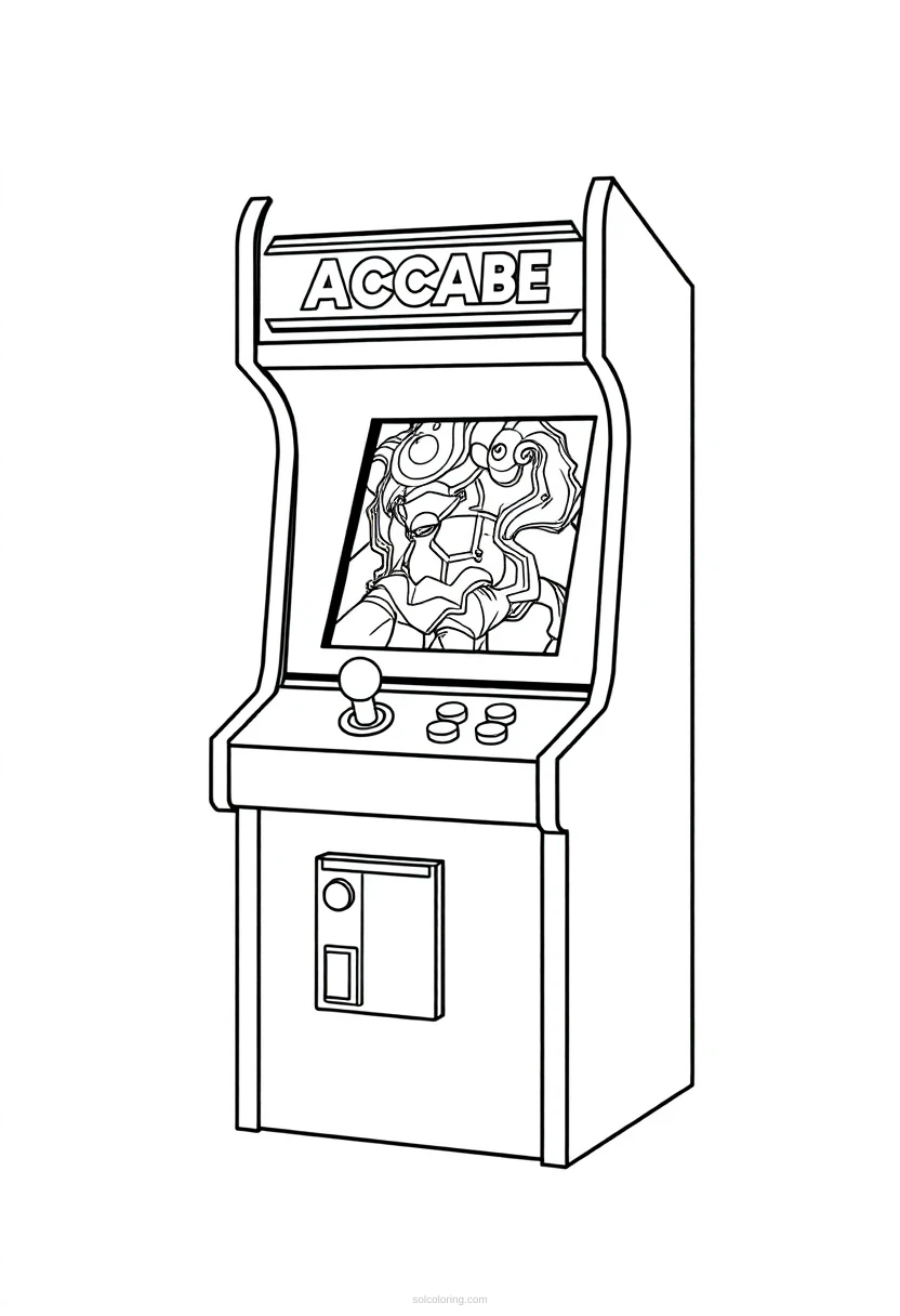 Retro Arcade Cabinet coloring page for kids