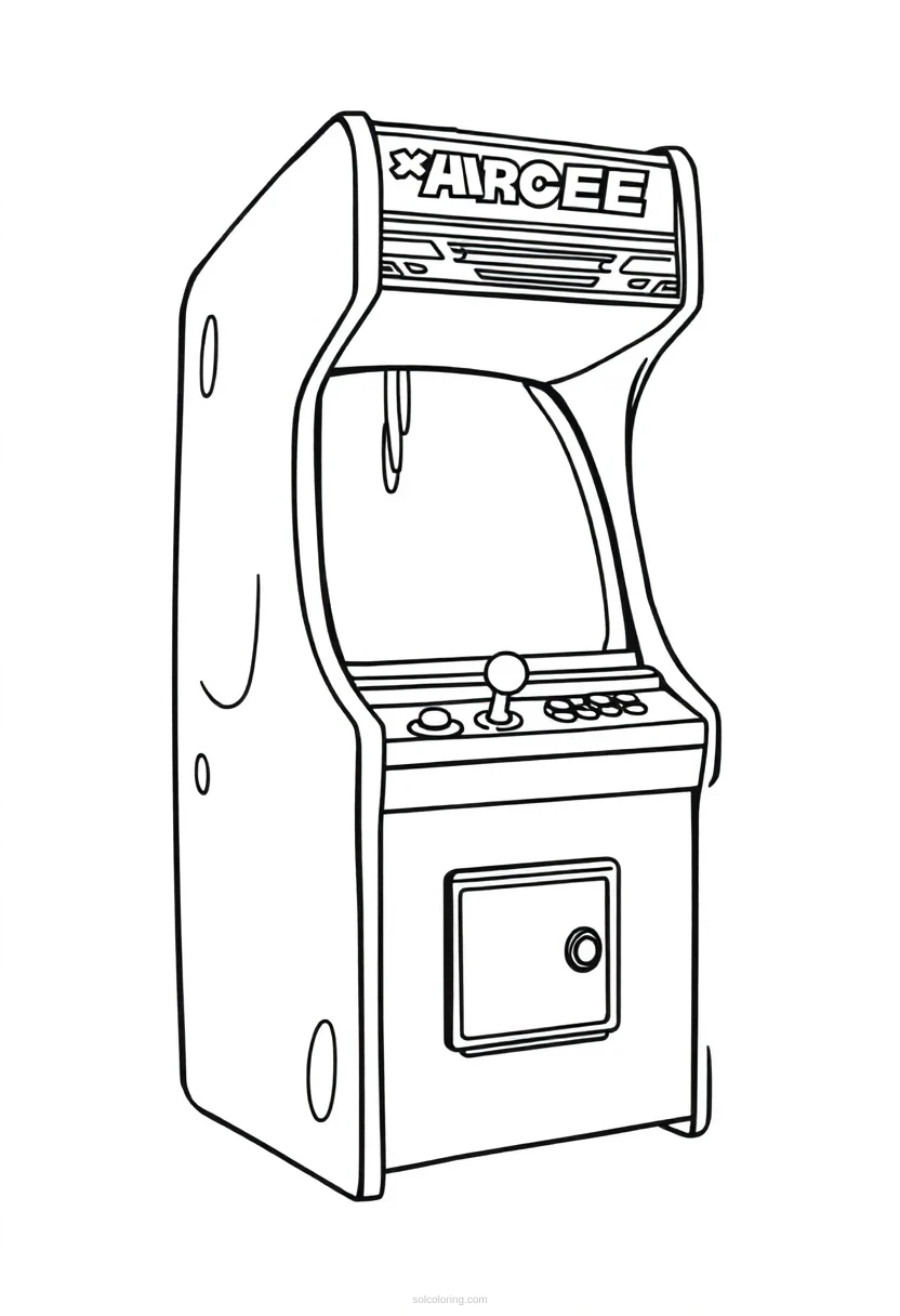 Retro Arcade Cabinet coloring page for kids