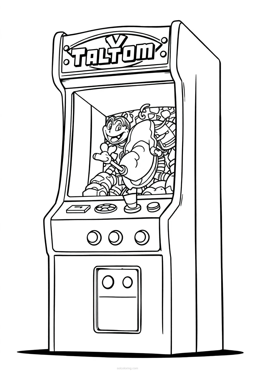 Retro Coin-Op Machine coloring page for kids