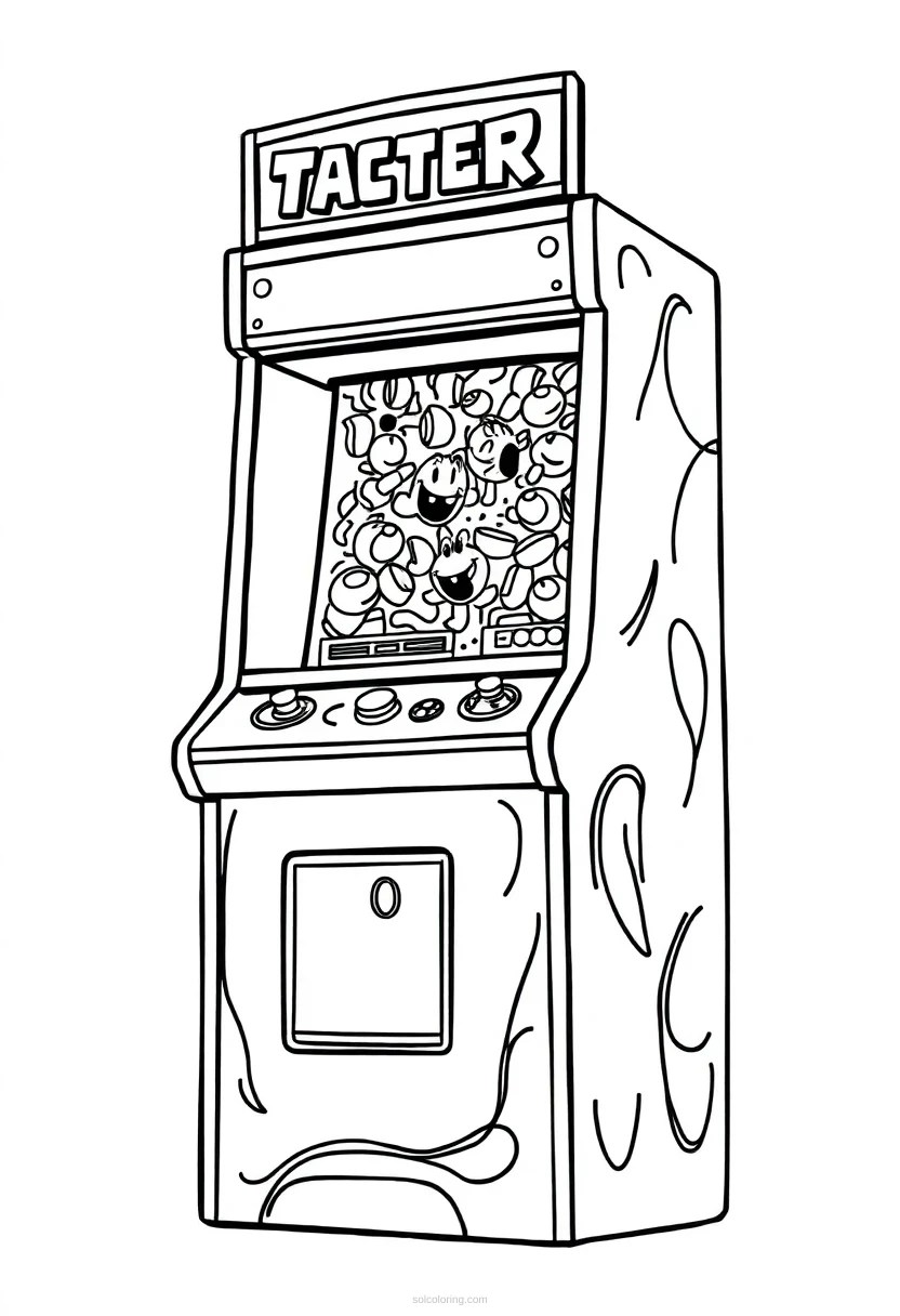 Retro Coin-Op Machine coloring page for kids