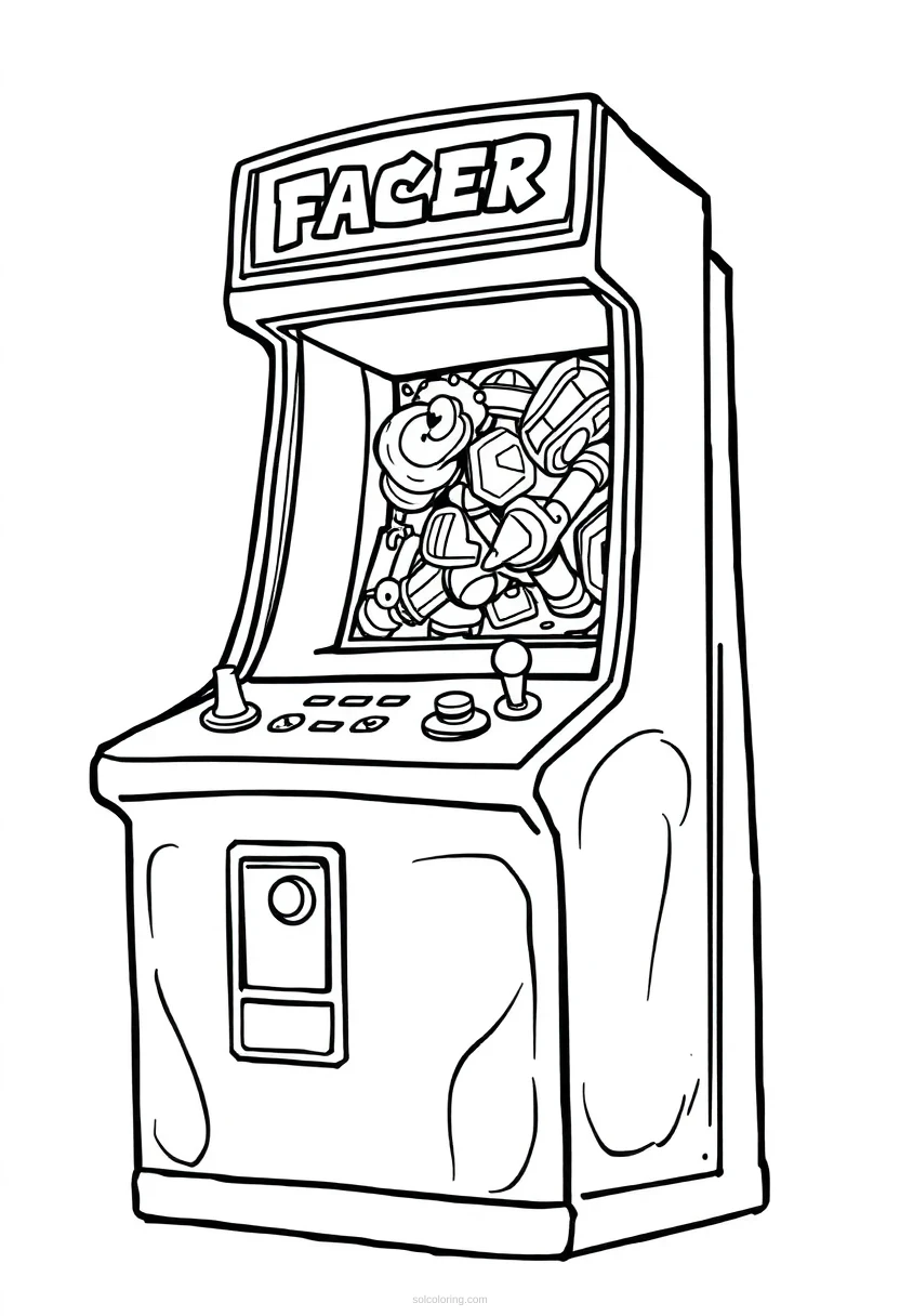 Retro Coin-Op Machine coloring page for kids