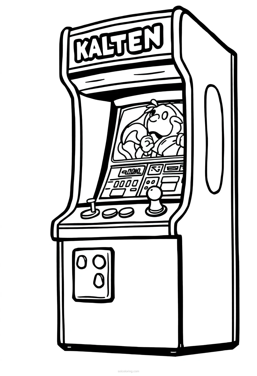 Retro Coin-Op Machine coloring page for kids