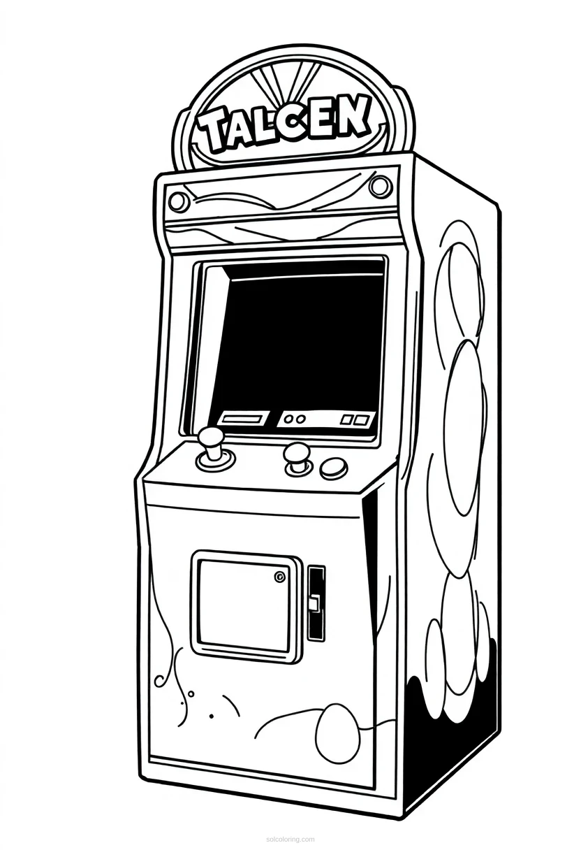 Retro Coin-Op Machine coloring page for kids