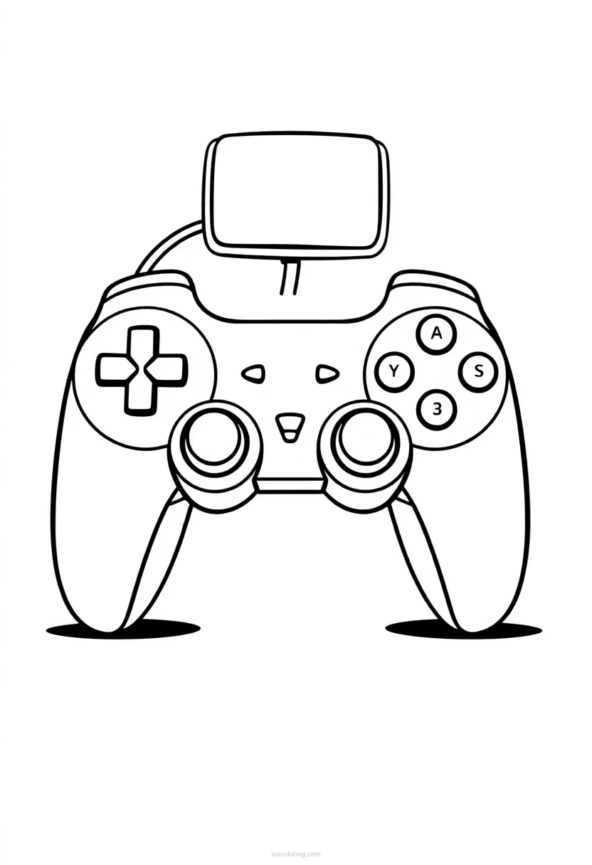 Retro Gaming Controller coloring page for kids