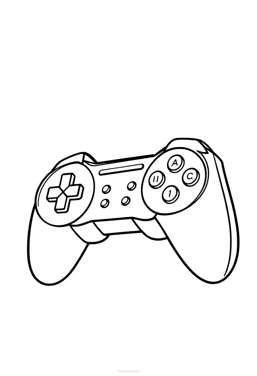 Retro Gaming Controller coloring page for kids