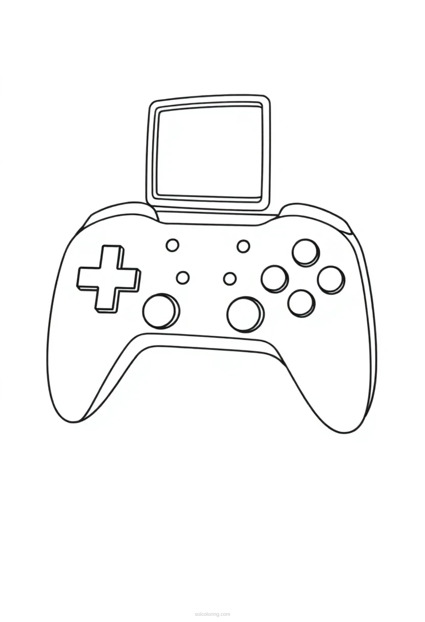 Retro Gaming Controller coloring page for kids