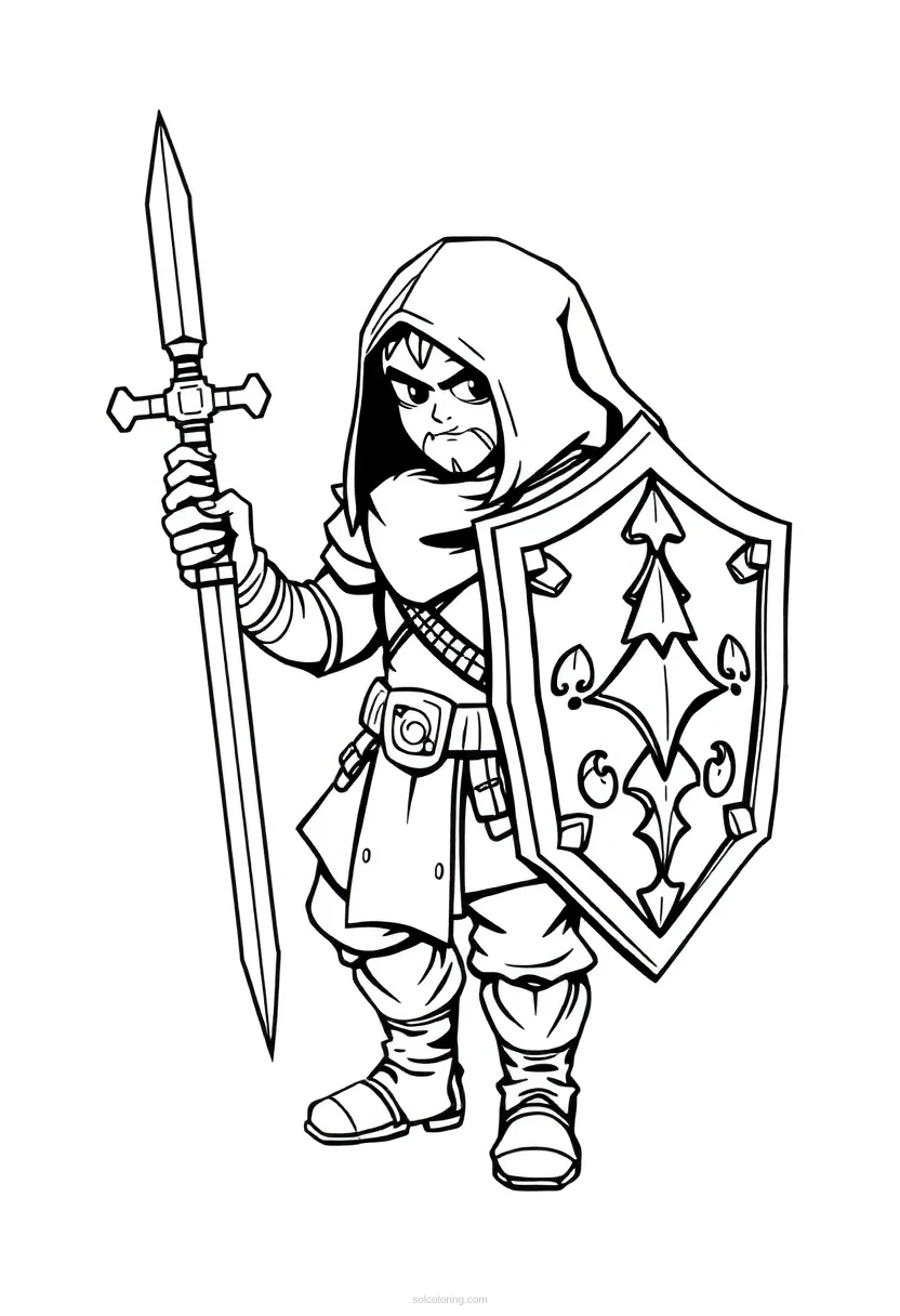 Retro Rpg Sword And Shield coloring pages