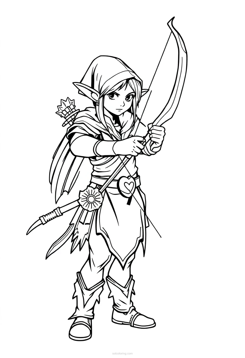 Retro Style Elf Archer coloring pages