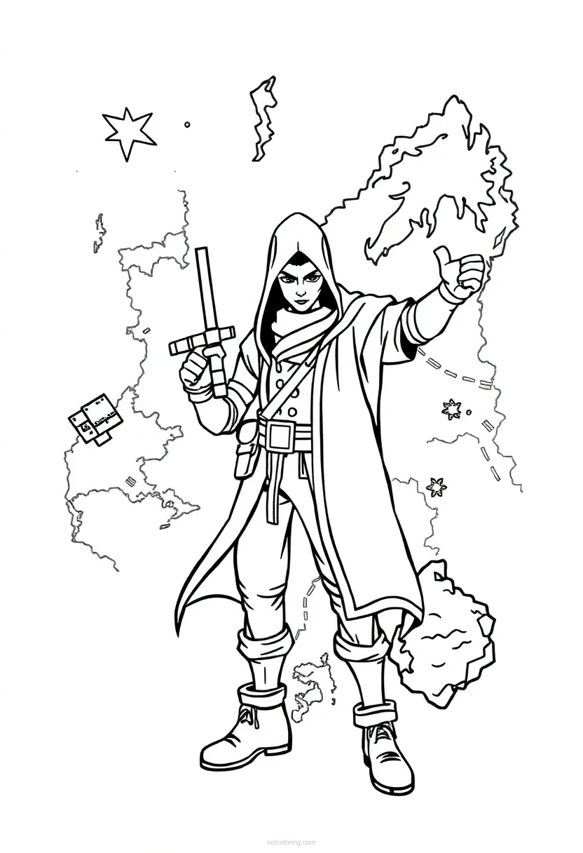 Retro Style Fantasy Map coloring pages