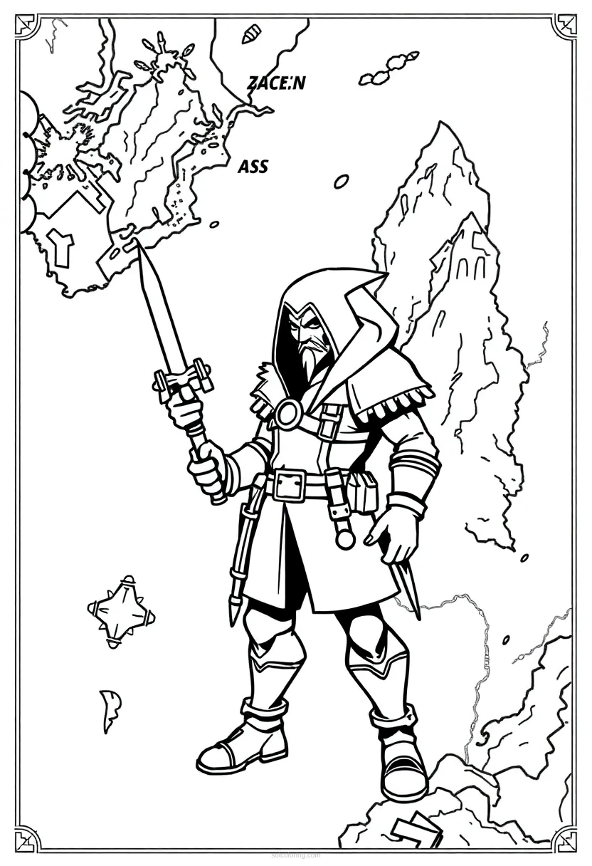 Retro Style Fantasy Map coloring page for kids
