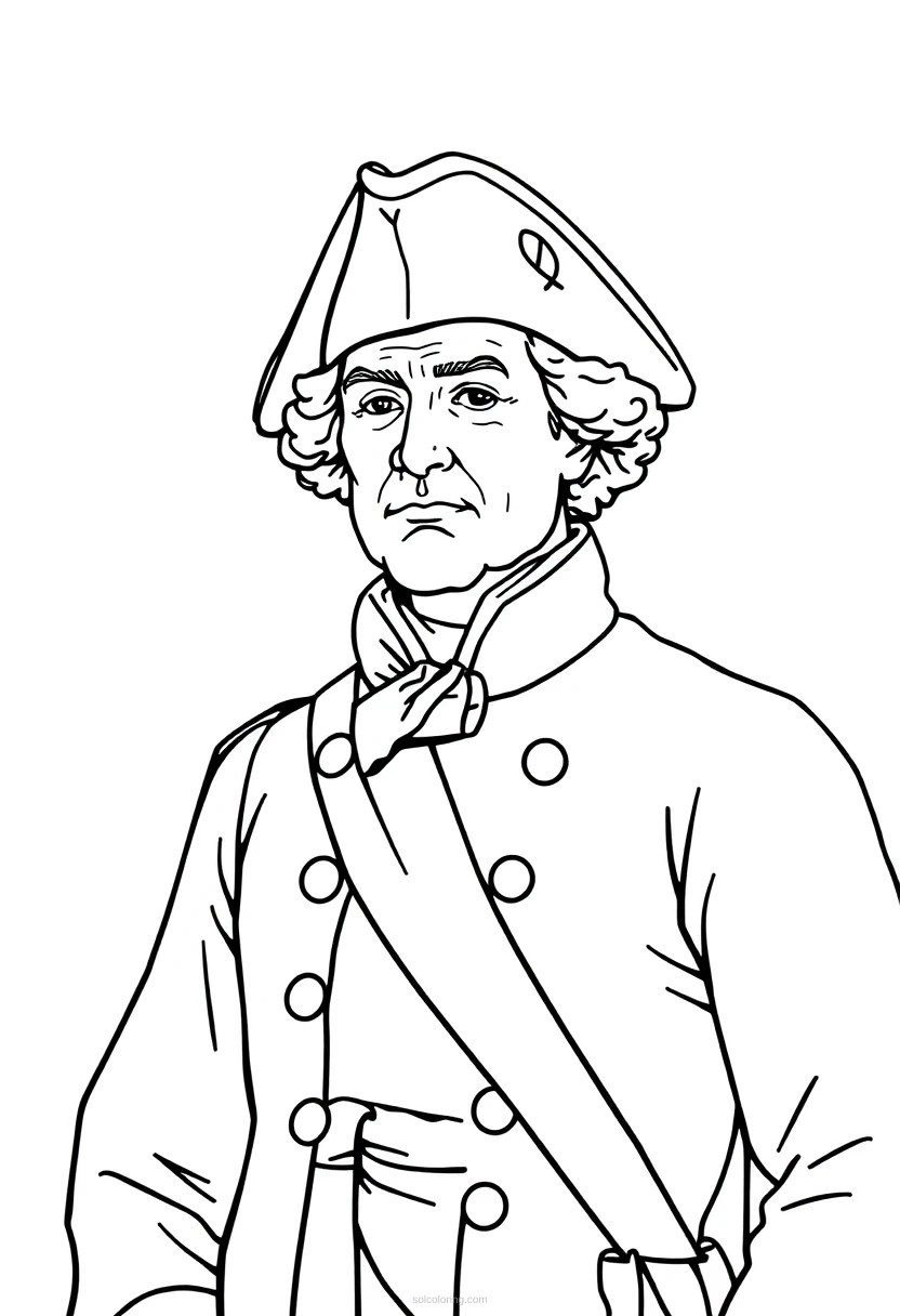 Revolutionary War General coloring page for kids