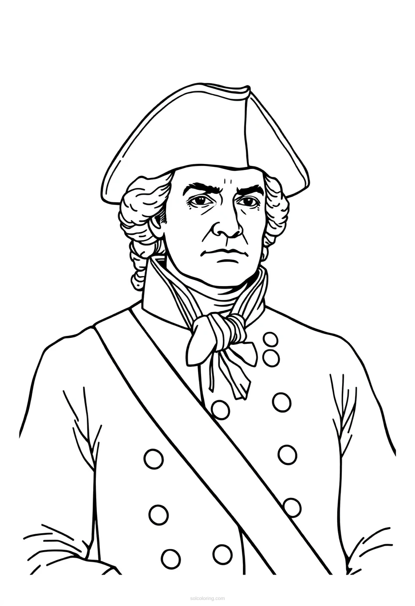 Revolutionary War General coloring page for kids