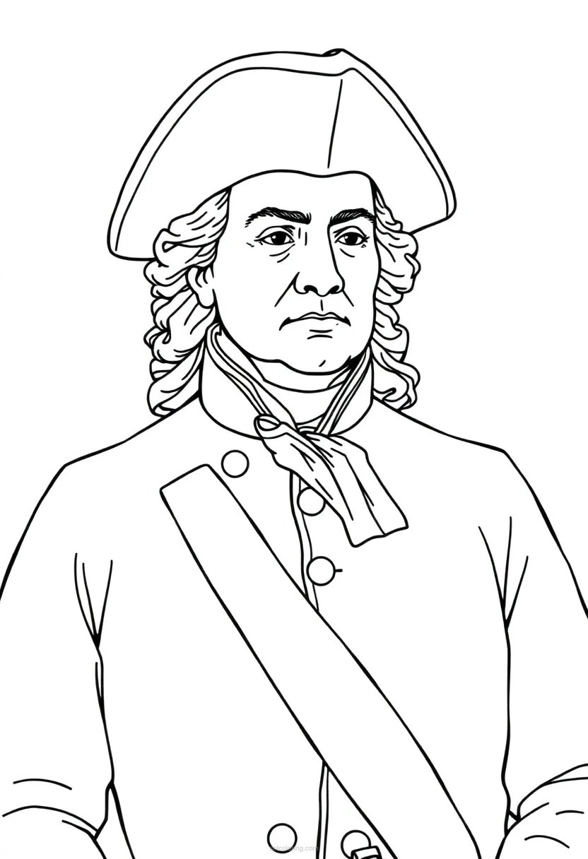Revolutionary War General coloring page for kids