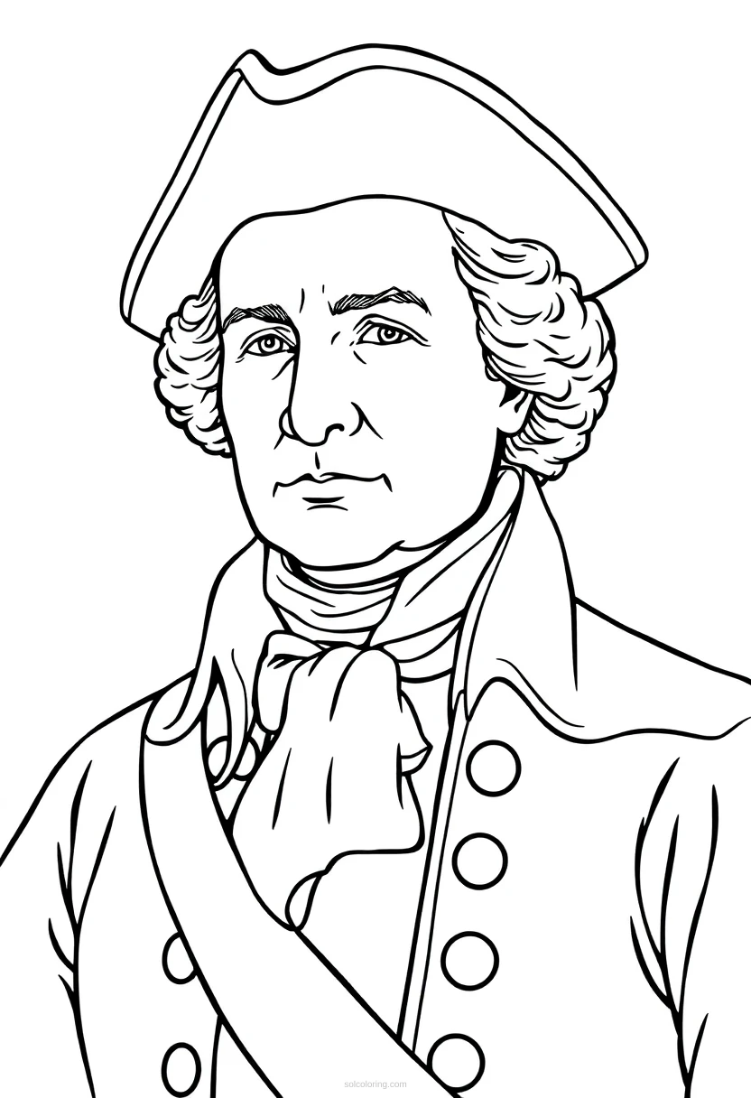 Revolutionary War General coloring page for kids