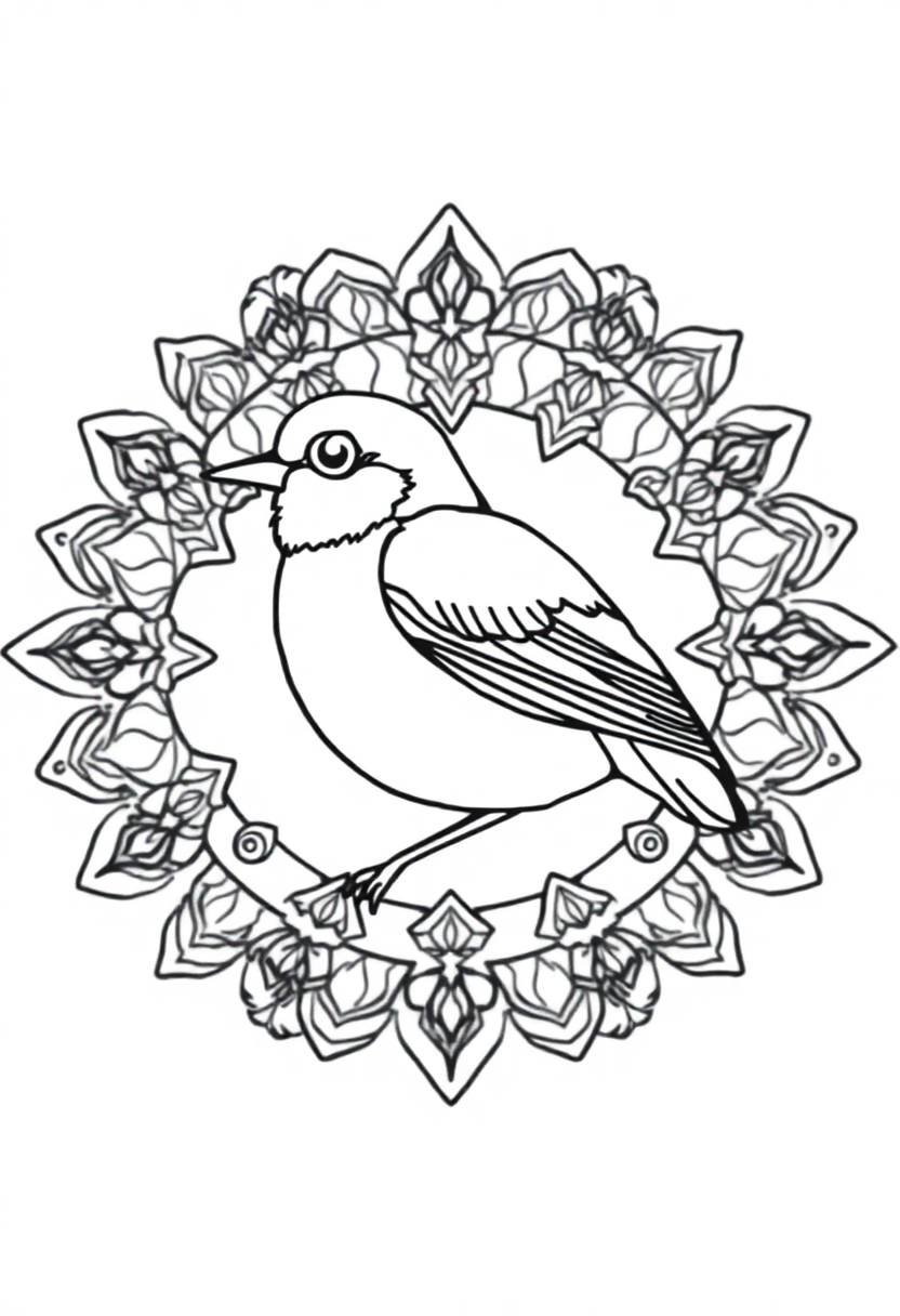 Robin coloring page, free printable standard style for kids and adults