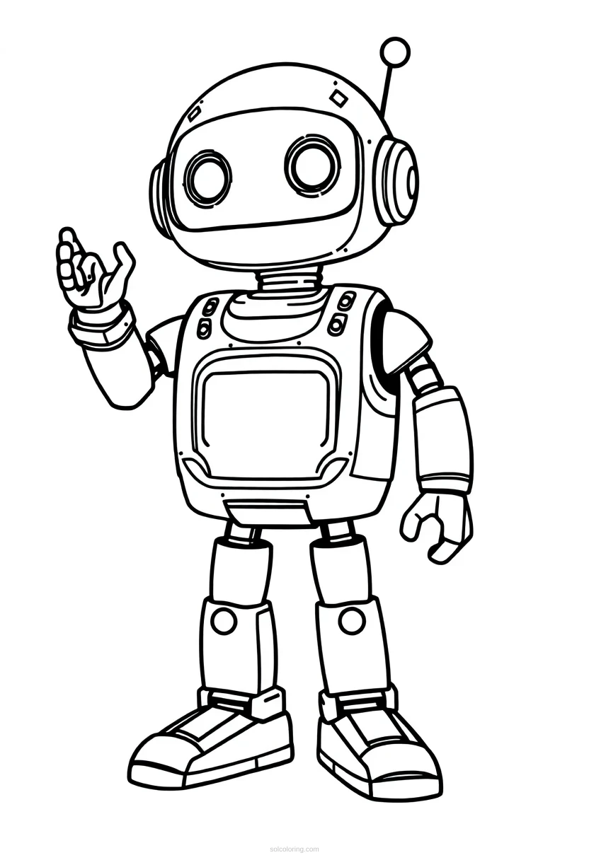 Robot Assistant Helper coloring page for kids