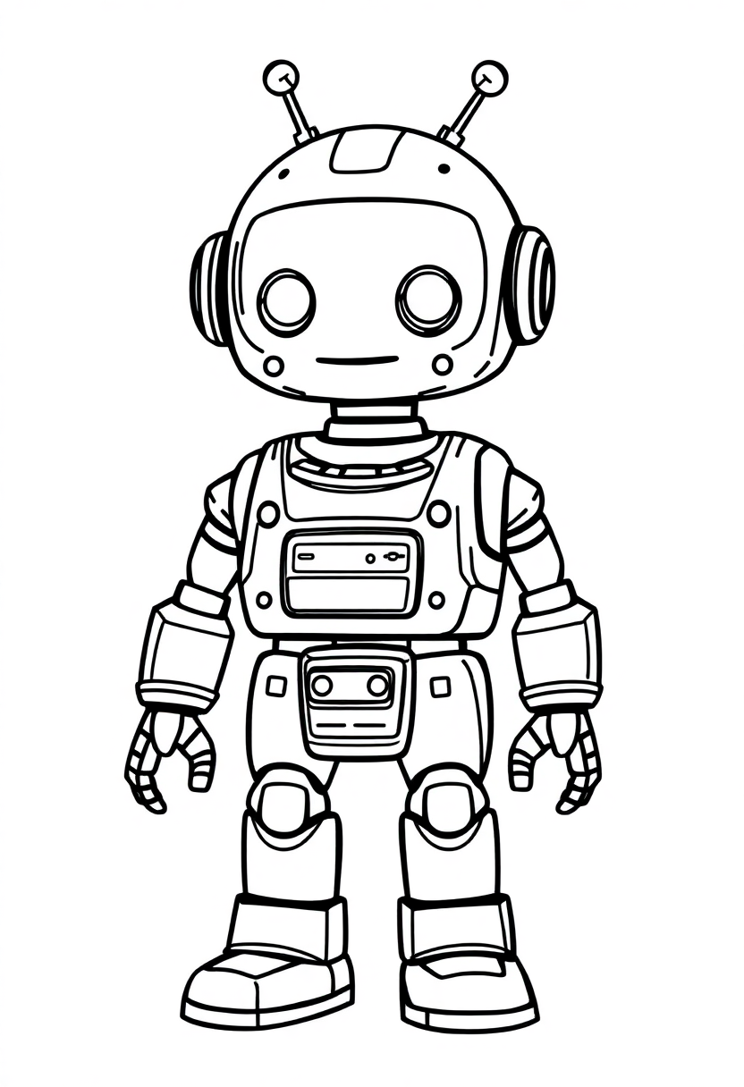 Robot Assistant Helper coloring page, free printable