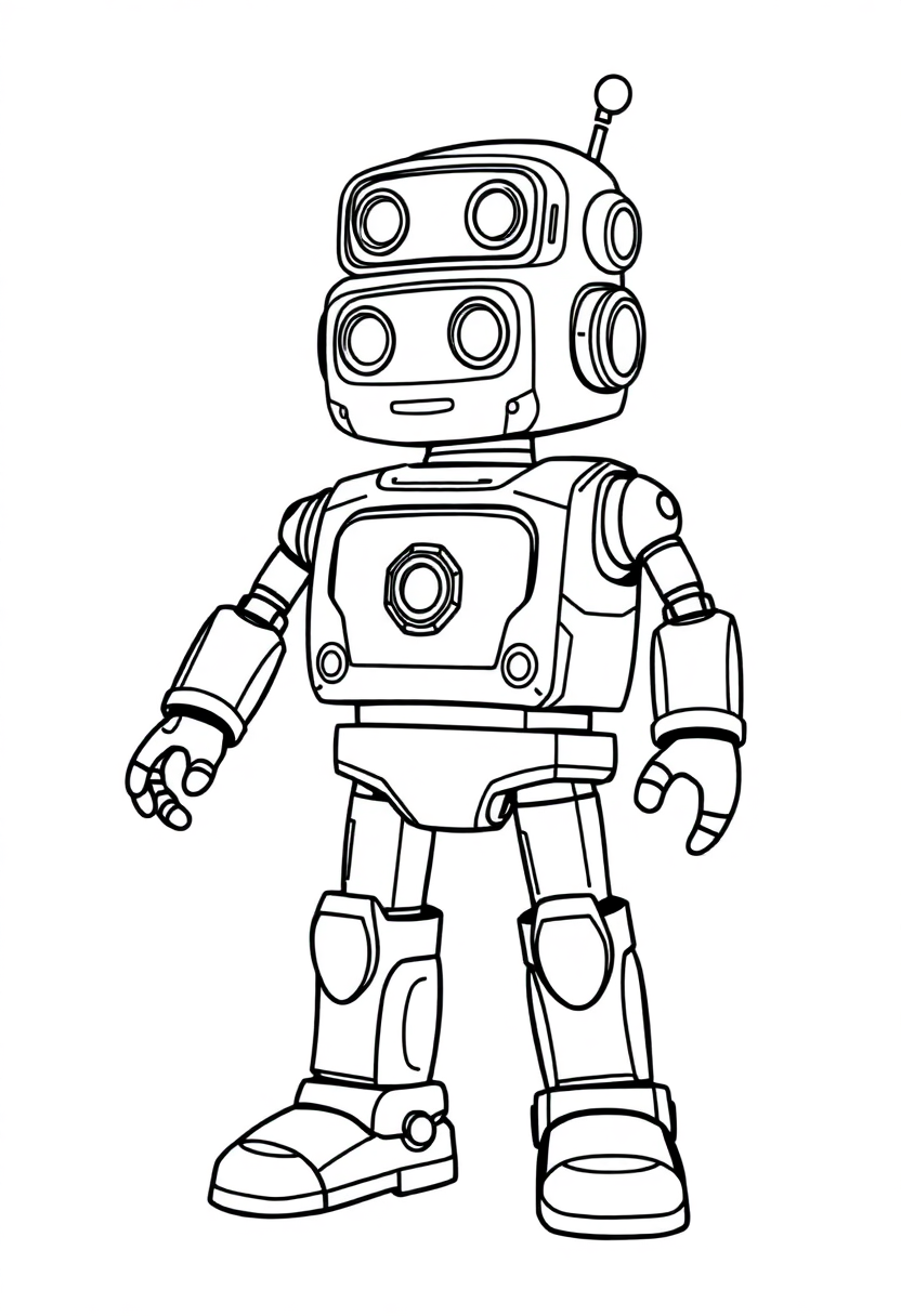 Robot Assistant Helper coloring page, free printable