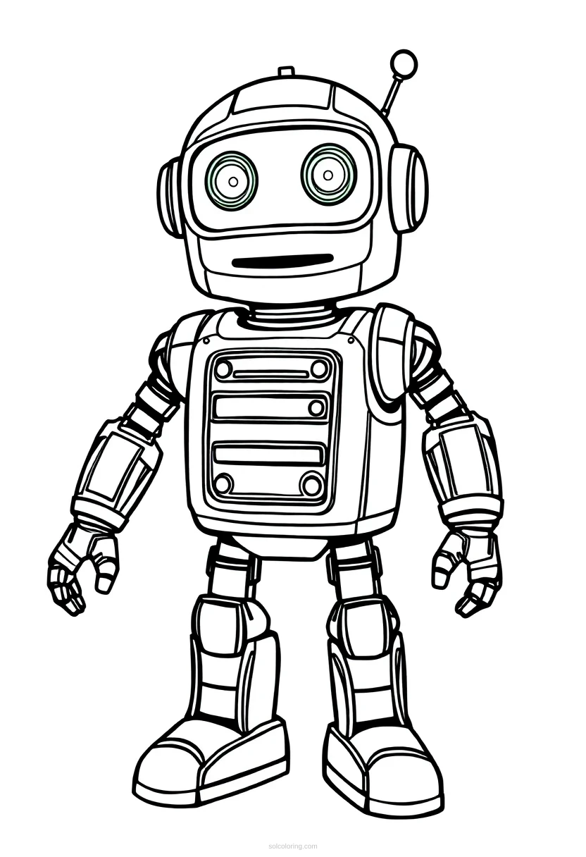 Robot Assistant Helper coloring page for kids