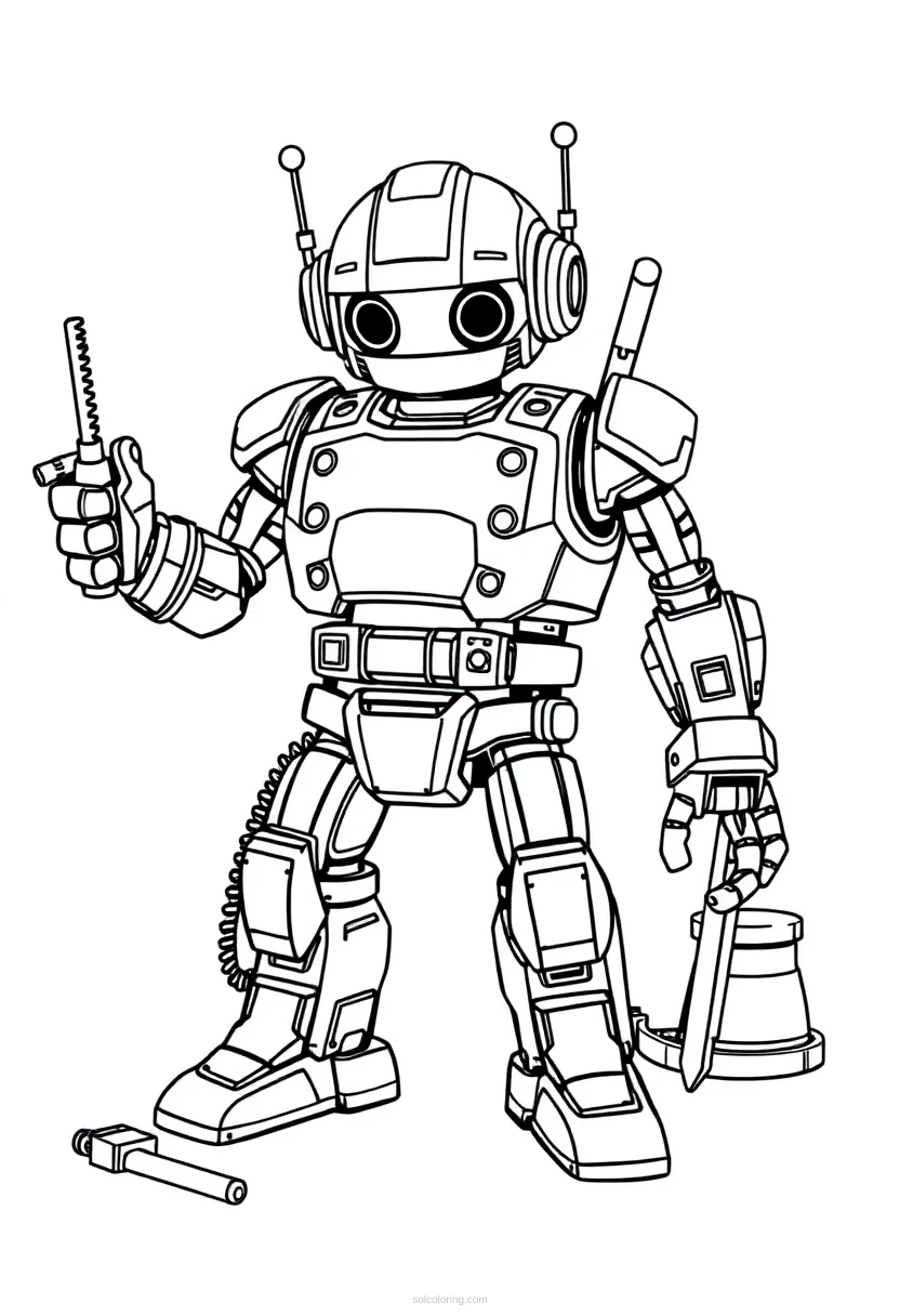 Robot Builder With Tools coloring pages