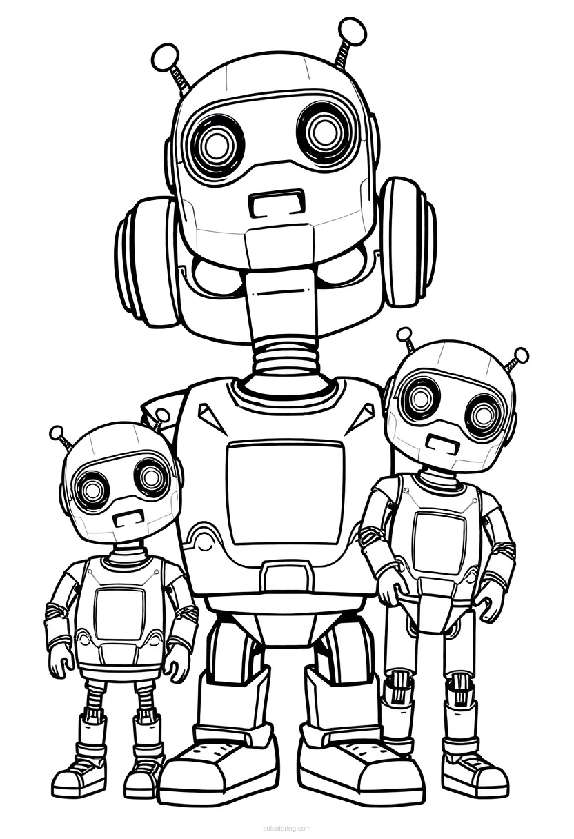 Robot Family Portrait coloring pages