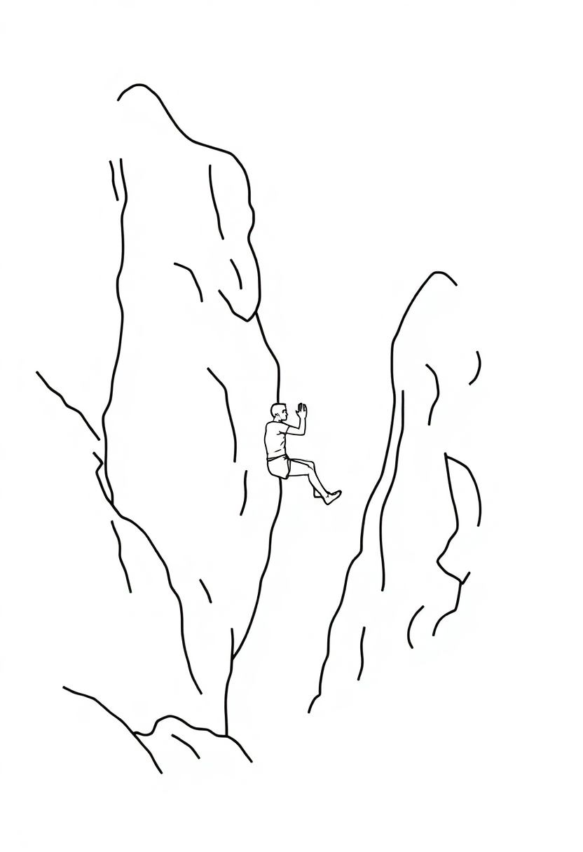 Rock Climbing and Bouldering coloring page, free printable