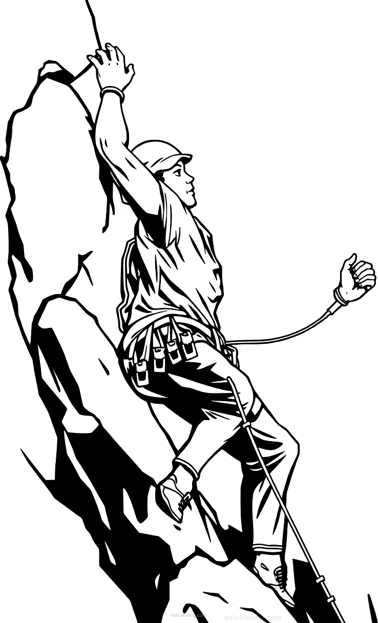 Rock Climbing Champion coloring page for kids