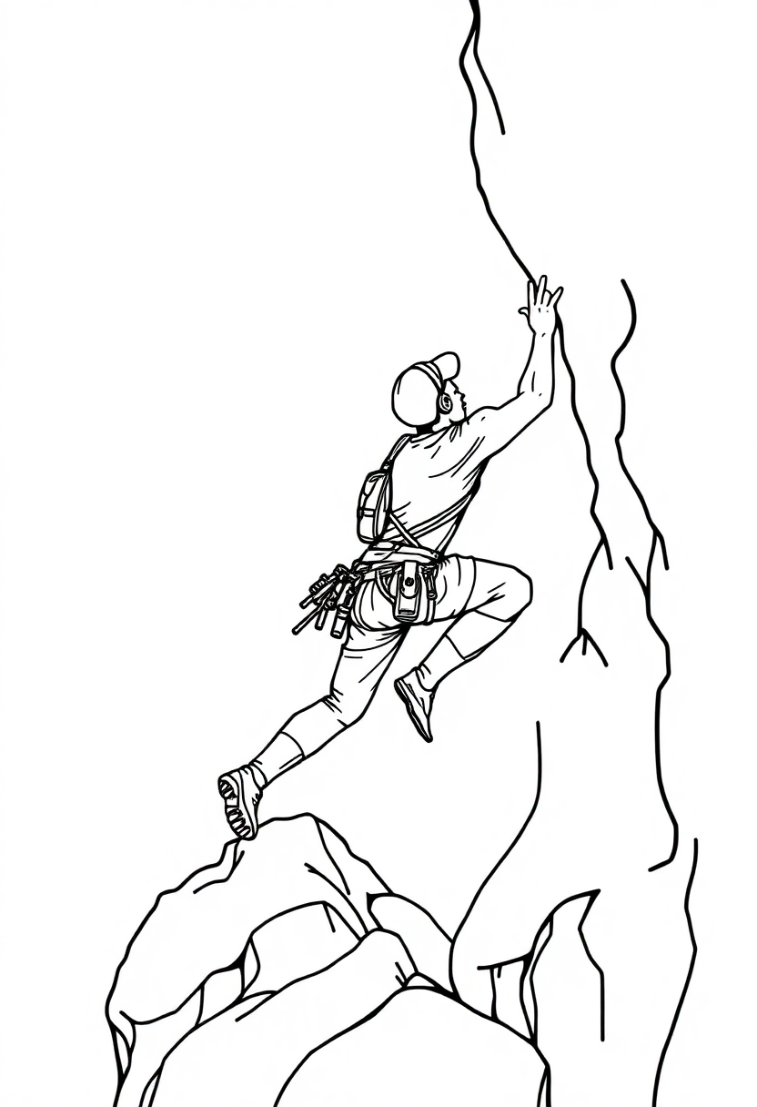 Rock Climbing Champion coloring page, free printable