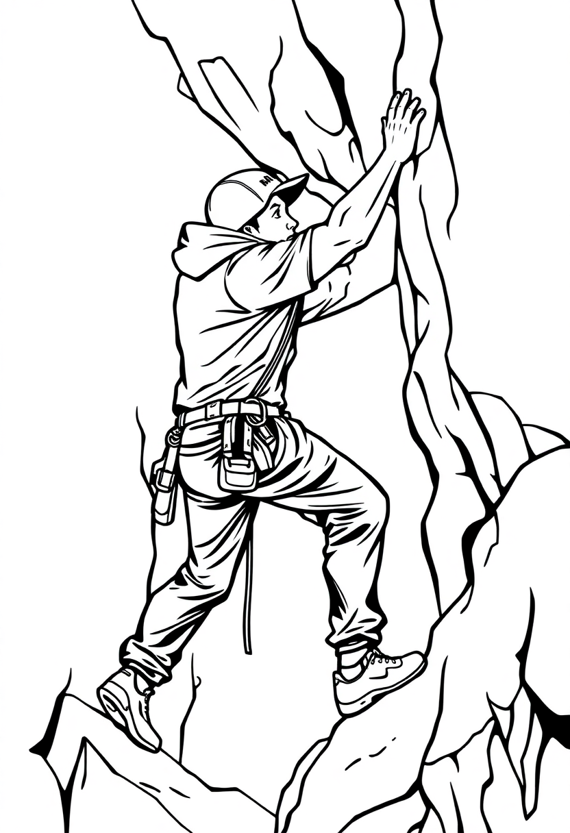 Rock Climbing Champion coloring page, free printable