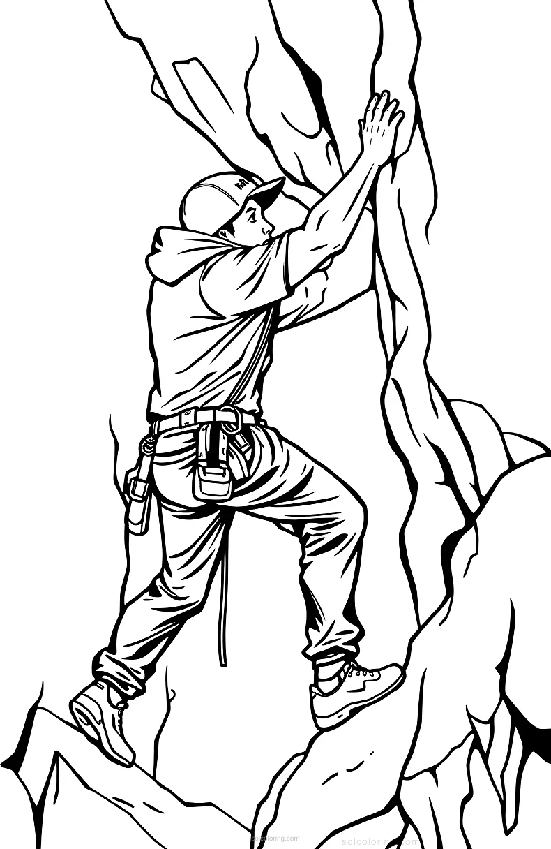 Rock Climbing Champion coloring page for kids