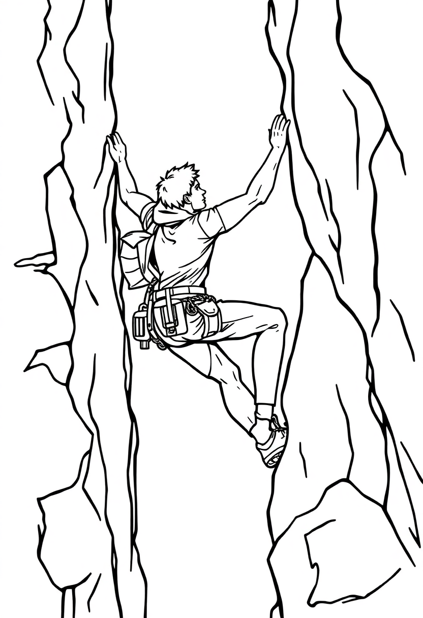 Rock Climbing Champion coloring page, free printable