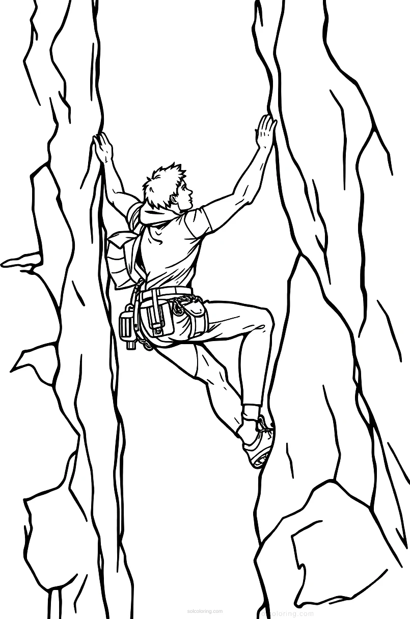Rock Climbing Champion coloring page for kids