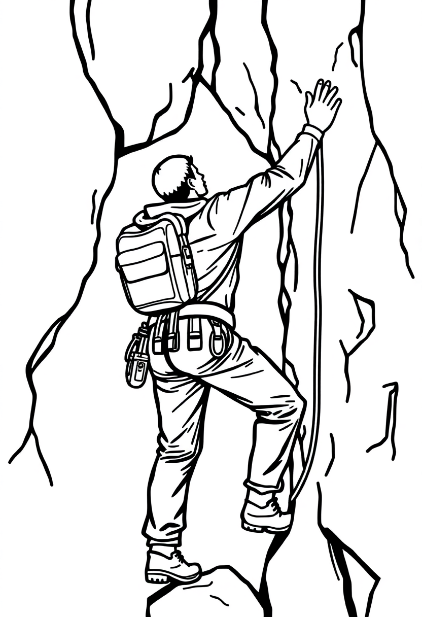 Rock Climbing Champion coloring page, free printable