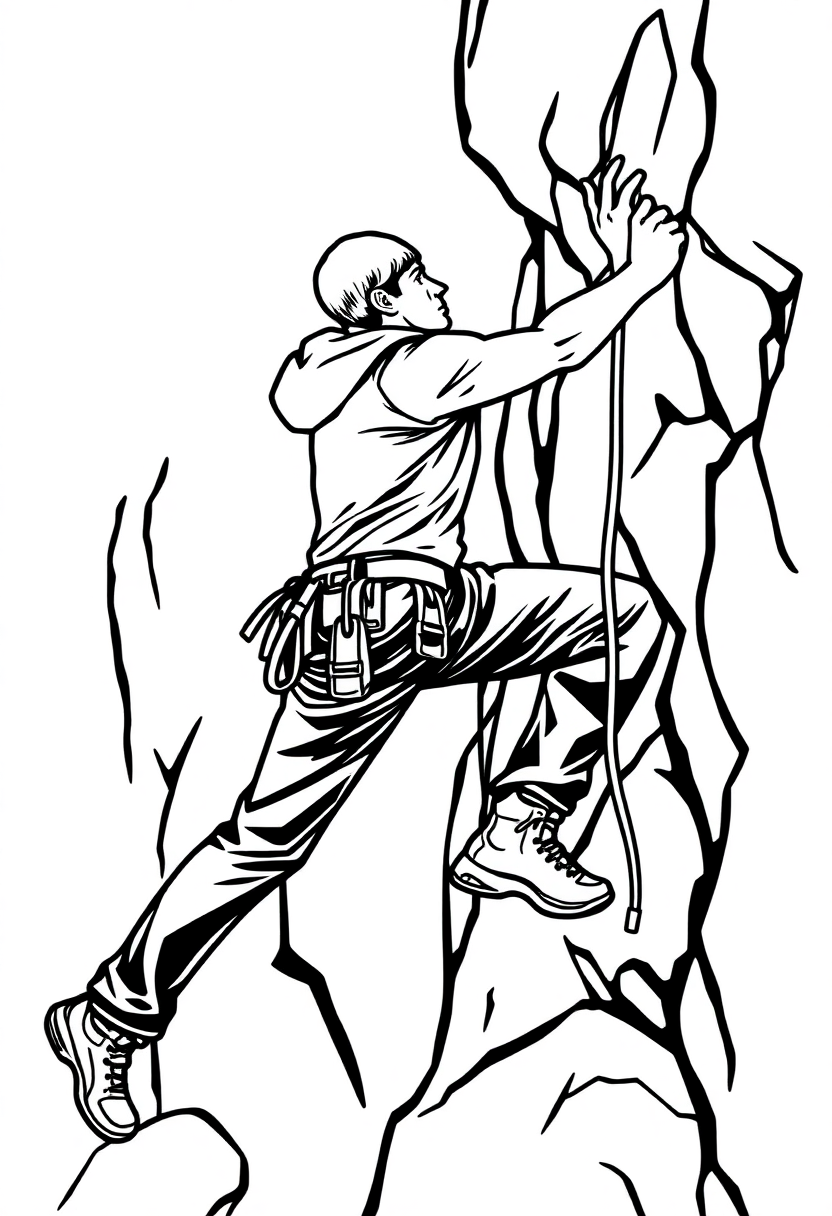 Rock Climbing Champion coloring page, free printable
