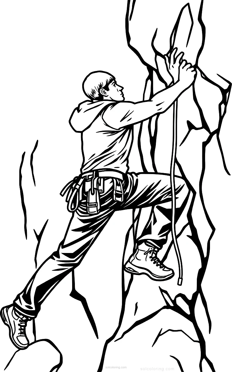 Rock Climbing Champion coloring page for kids