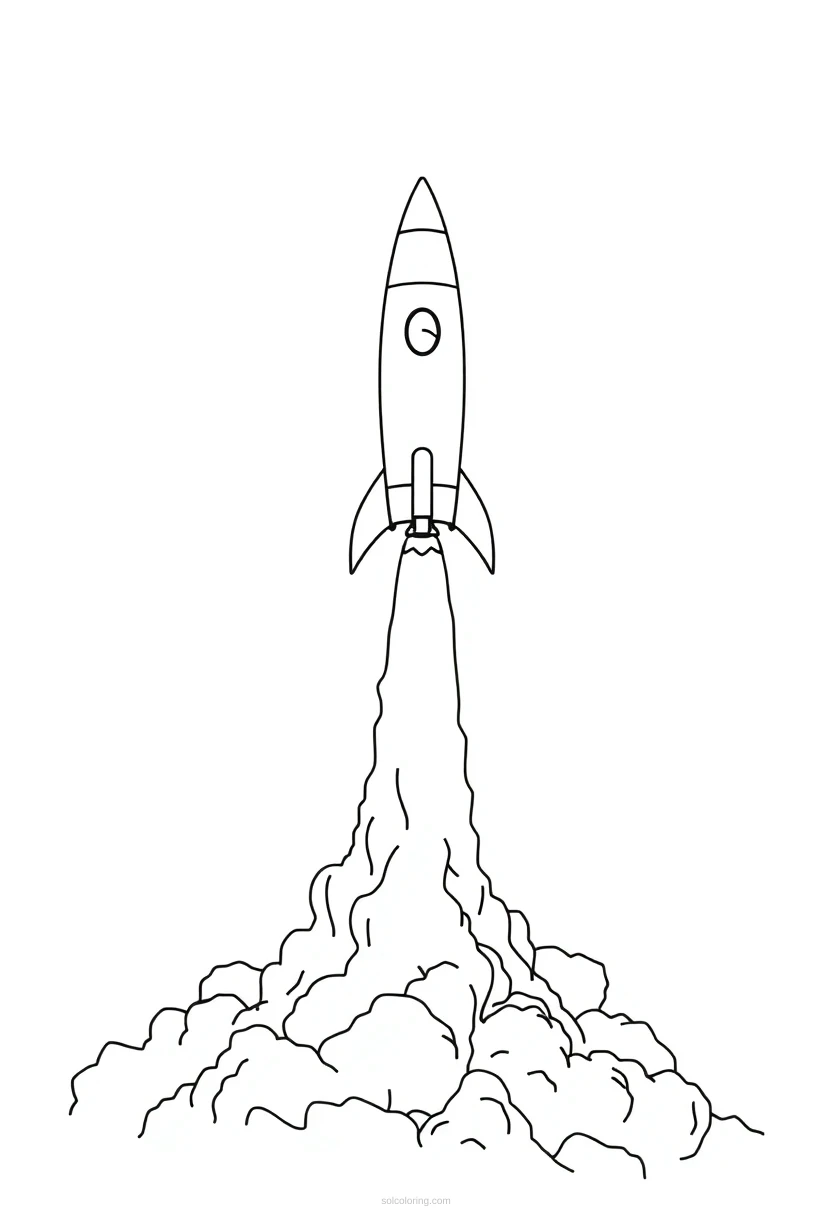 Rocket Launch Chibi coloring page for kids