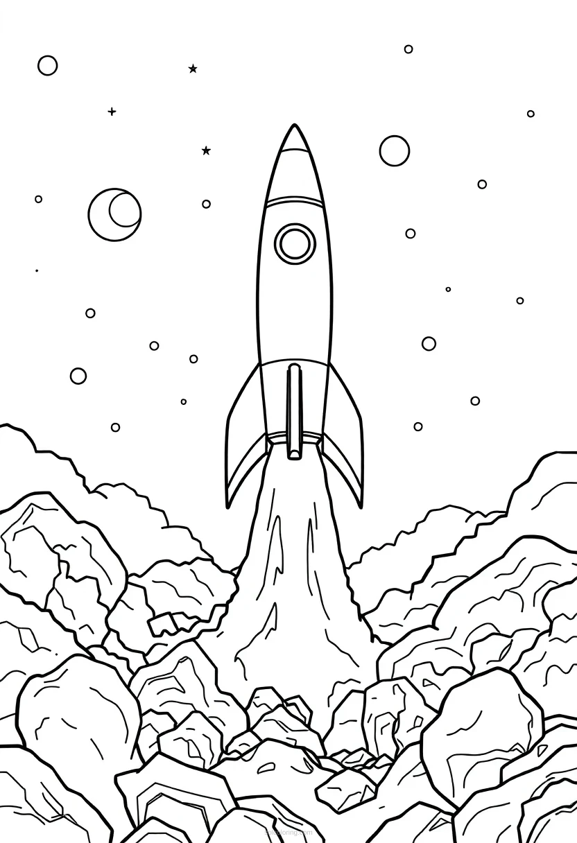 Rocket Ship Launch coloring page for kids