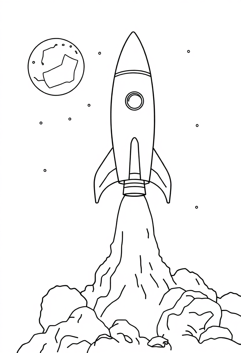 Rocket Ship Launch coloring page, free printable