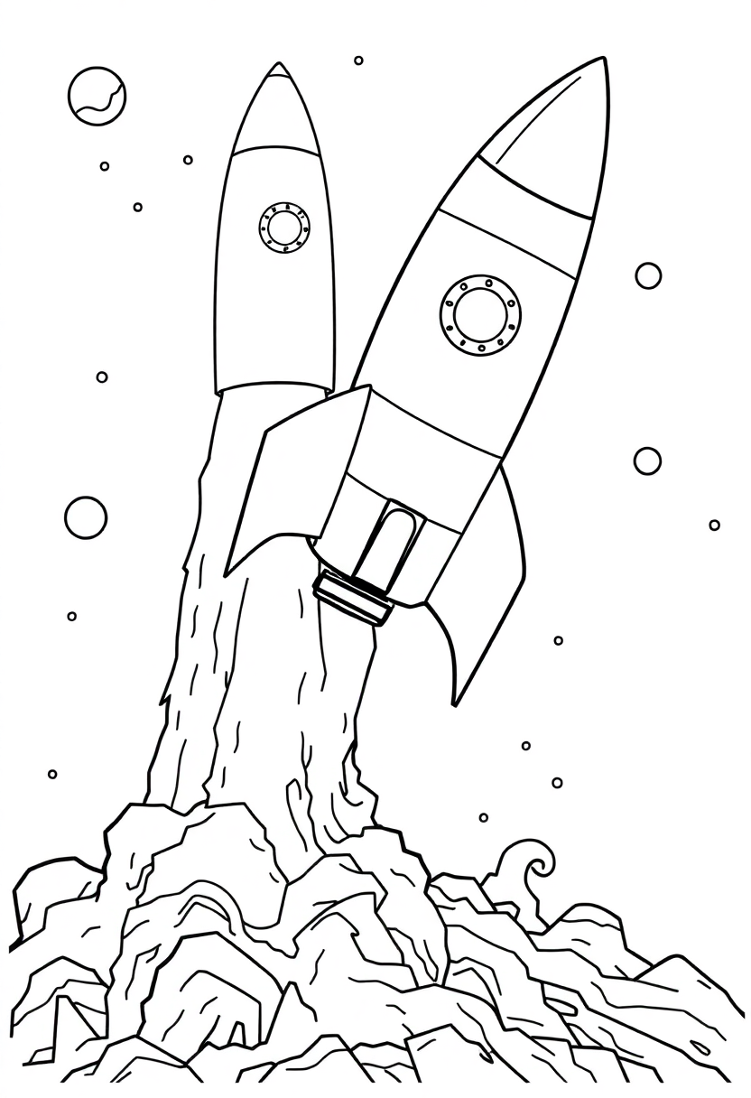 Rocket Ship Launch coloring page, free printable