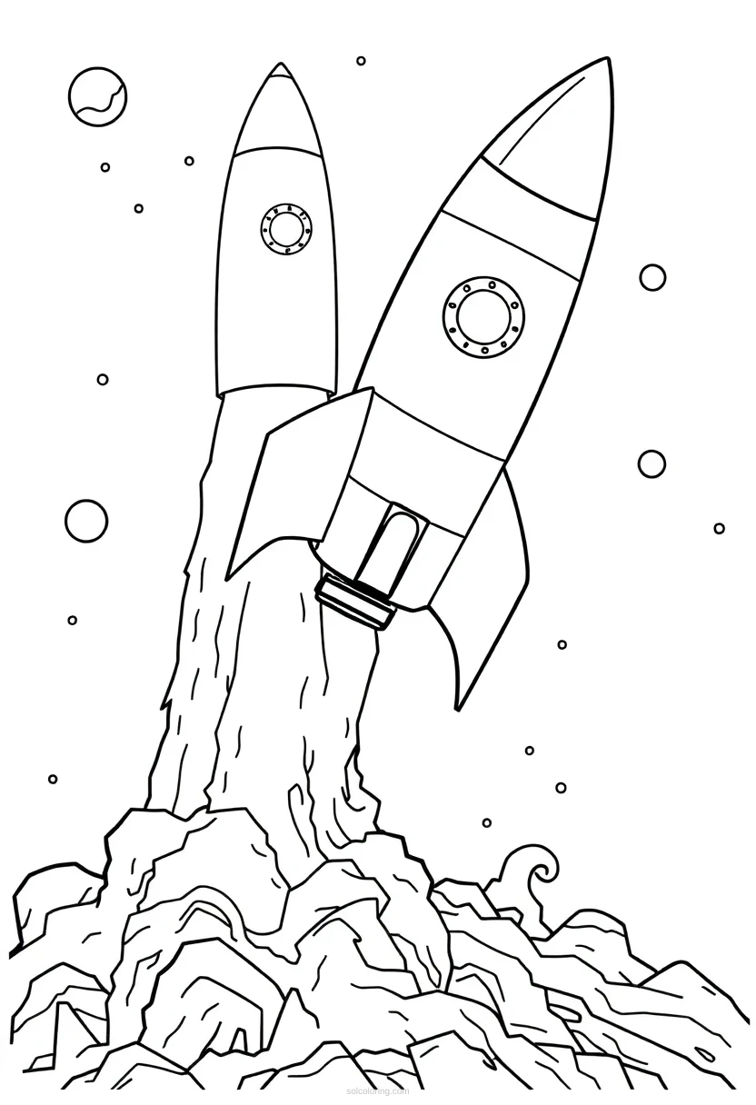 Rocket Ship Launch coloring page for kids